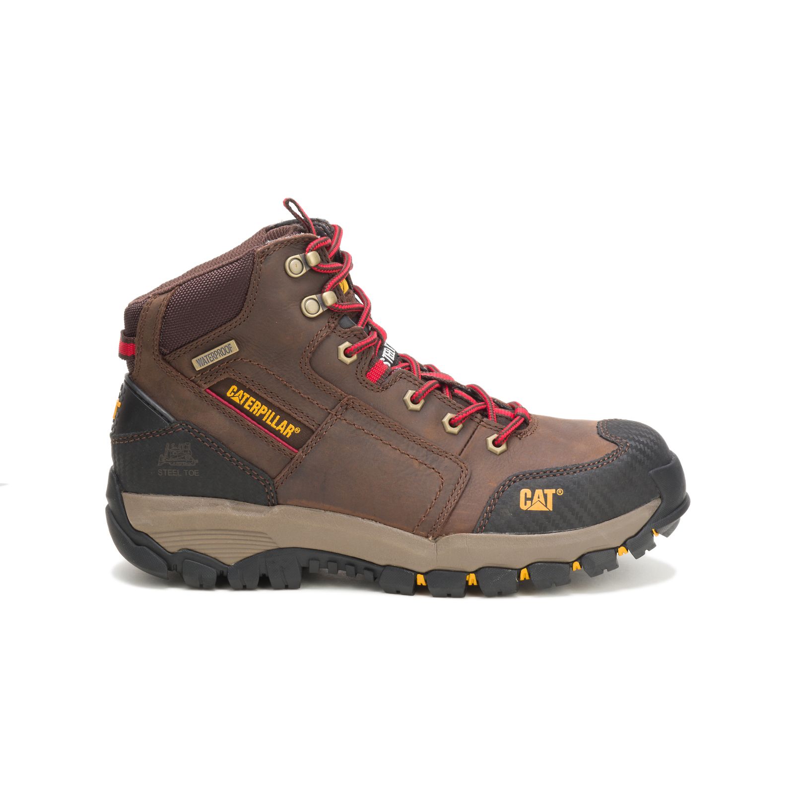 Caterpillar Boots South Africa - Cat Men's Navigator Mid Waterproof Steel Toe Work Boots Brown CO6210389